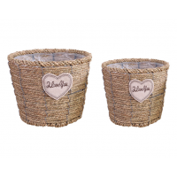 Spot custom hand-woven flower baskets, multi-specification gardening grass blue craft storage basket, plant flower basket decoration