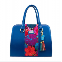 Blue leather handbag