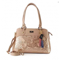 Rose gold leather handbag